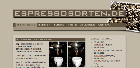 ESPRESSOSORTEN.DE, interessante Informationen für Espresso-Freunde